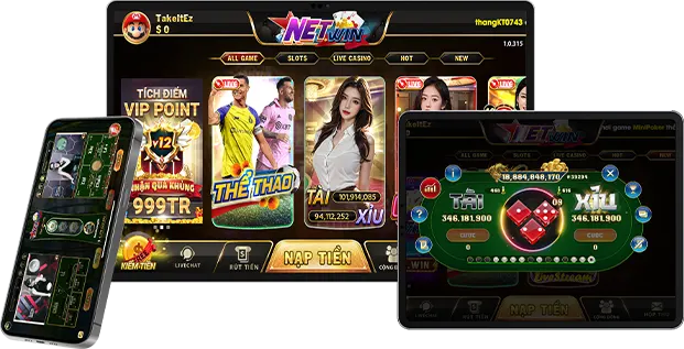 Giao diện nền tảng giải trí trực tuyến NetWin trên máy tính